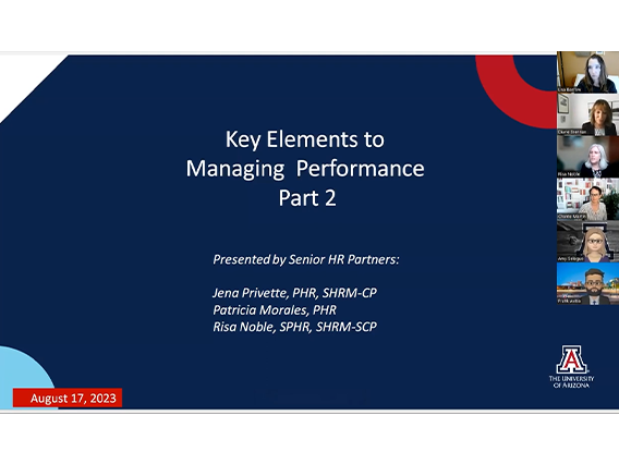 Screenshot of Key Elements to Managing Performance