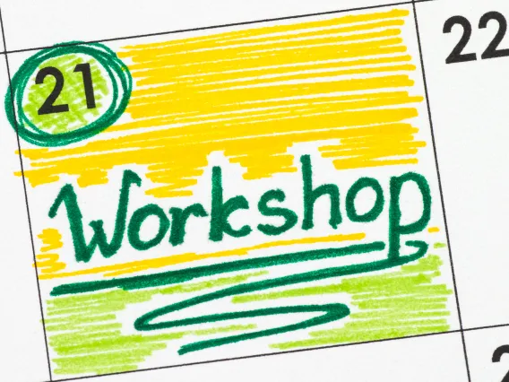 Calendar with the word workshop circled