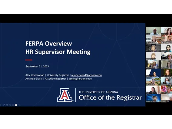 Screenshot of the FERPA Overview HR Supervisor Meeting