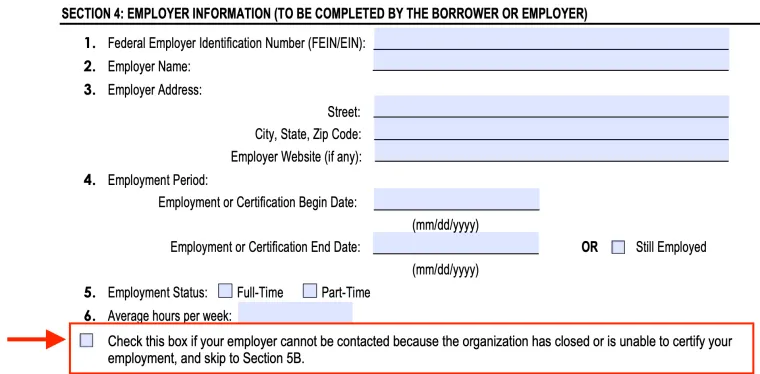 Screenshot of official PSLF PDF document