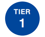 blue circle with tier 1 text in the center