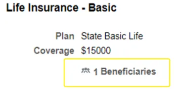 Screenshot of benefits tile with a beneficiary