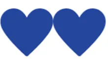 two blue hearts side by side